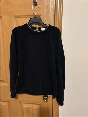 J. Crew Black Pullover Sweatshirt with Trim